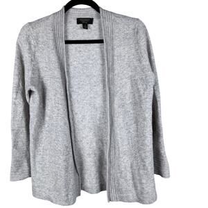 Charter Club Luxury 100% Cashmere Cardigan Womens S Gray Open Front Sweater Soft